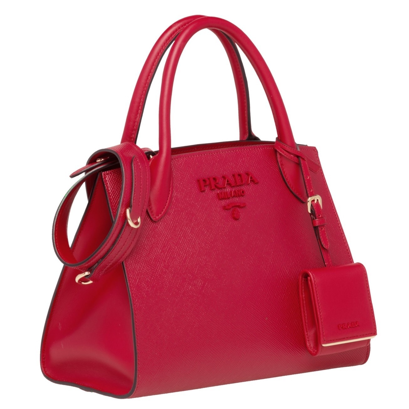 Prada Monochrome Bag In Red Saffiano Leather 879