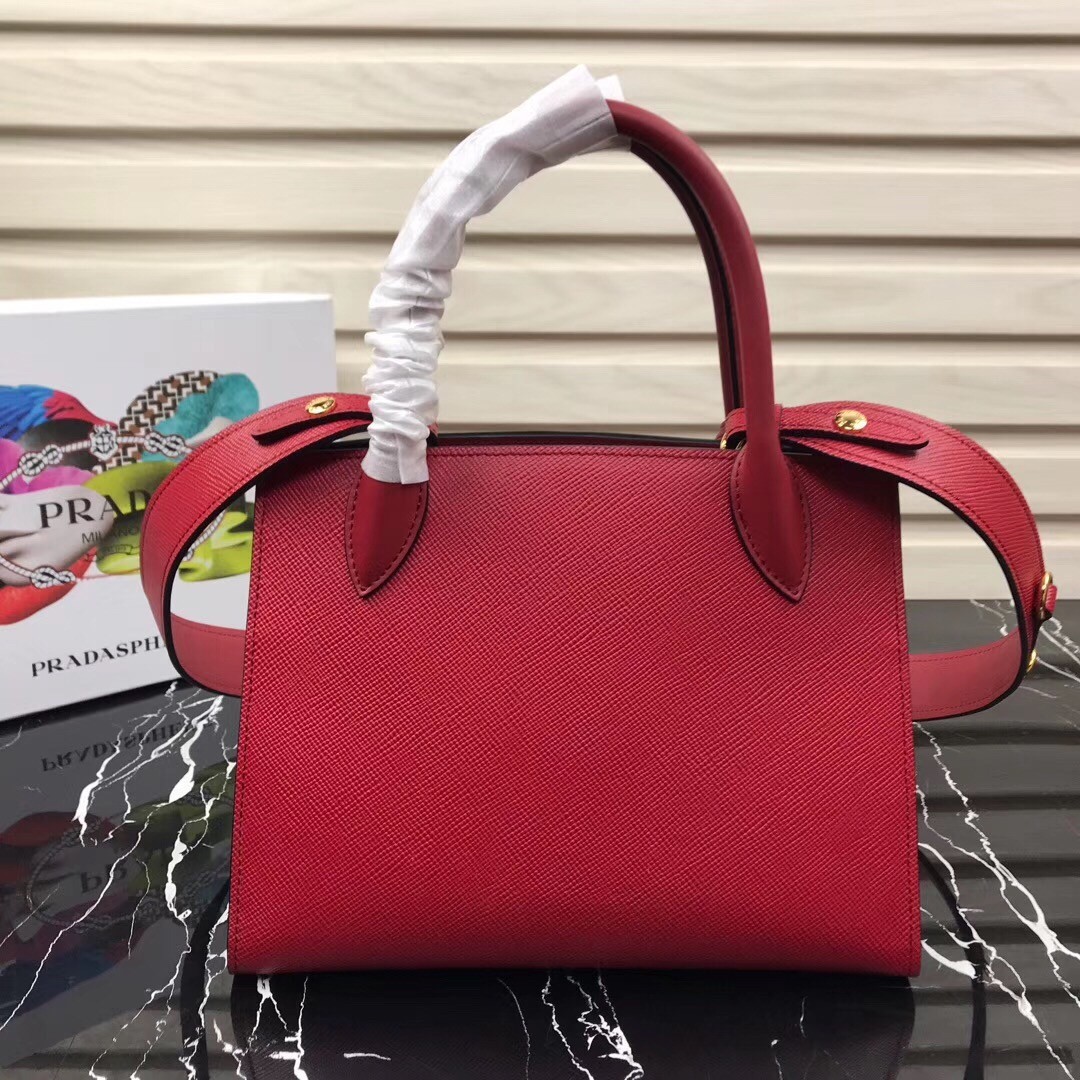 Prada Monochrome Bag In Red Saffiano Leather 879