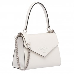 Prada Monochrome Top Handle Bag In White Saffiano Leather 892