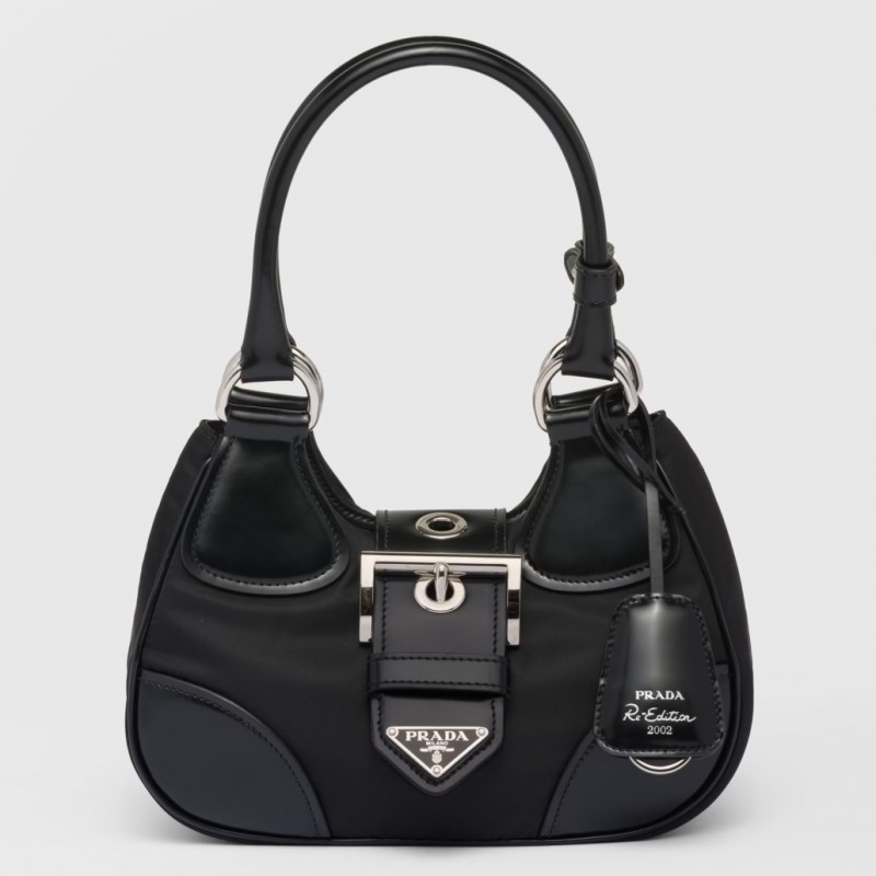 Prada Moon Bag in Black Re-Nylon and Leather 939