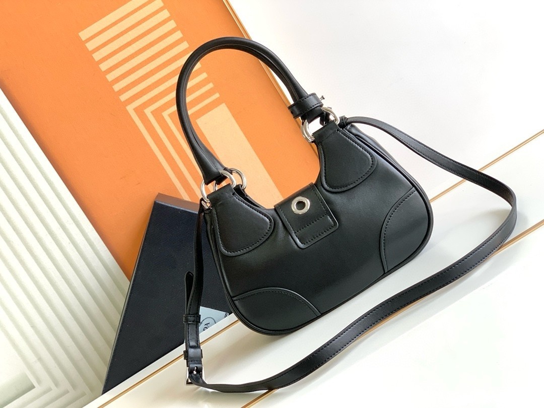 Prada Moon Bag in Black Re-Nylon and Leather 939