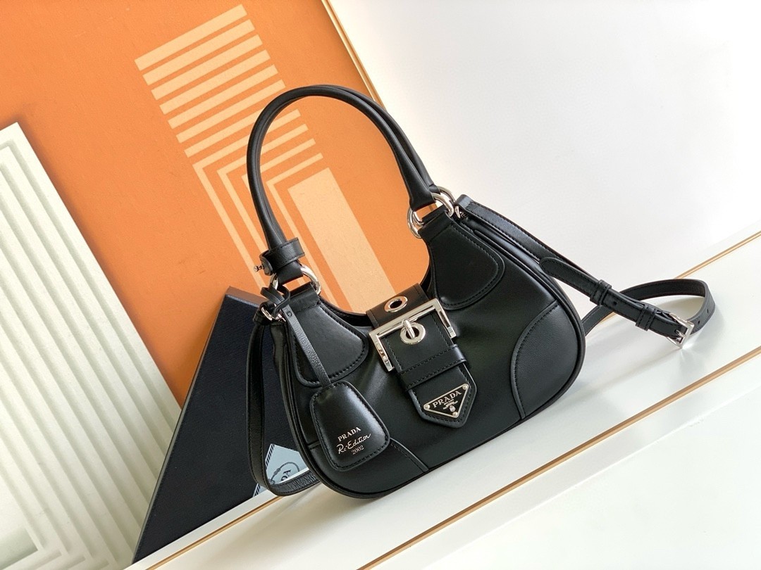 Prada Moon Bag in Black Re-Nylon and Leather 939