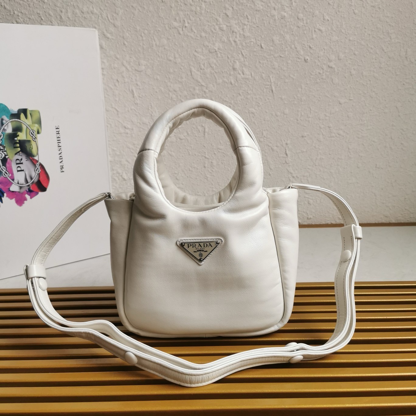 Prada Small Top-handle Bag in White Nappa Leather 557