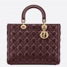 Dior Large Lady Dior Bag In Bordeaux Cannage Lambskin 476