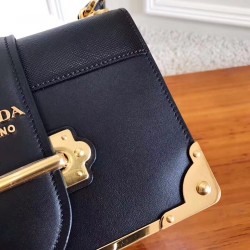 Prada Cahier Shoulder Bag In Black Leather 704