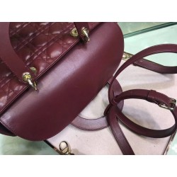 Dior Large Lady Dior Bag In Bordeaux Cannage Lambskin 476