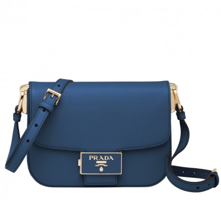 Prada Embleme Bag In Blue Saffiano Leather 816