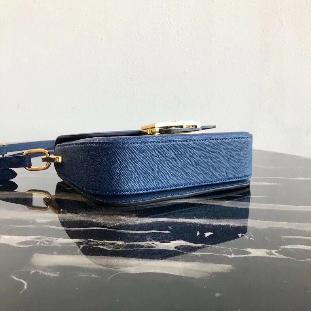 Prada Embleme Bag In Blue Saffiano Leather 816