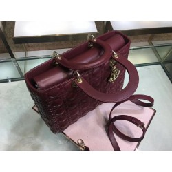 Dior Large Lady Dior Bag In Bordeaux Cannage Lambskin 476