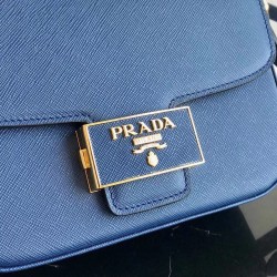 Prada Embleme Bag In Blue Saffiano Leather 816