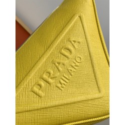 Prada Triangle Shoulder Bag In Yellow Saffiano Calfskin 020