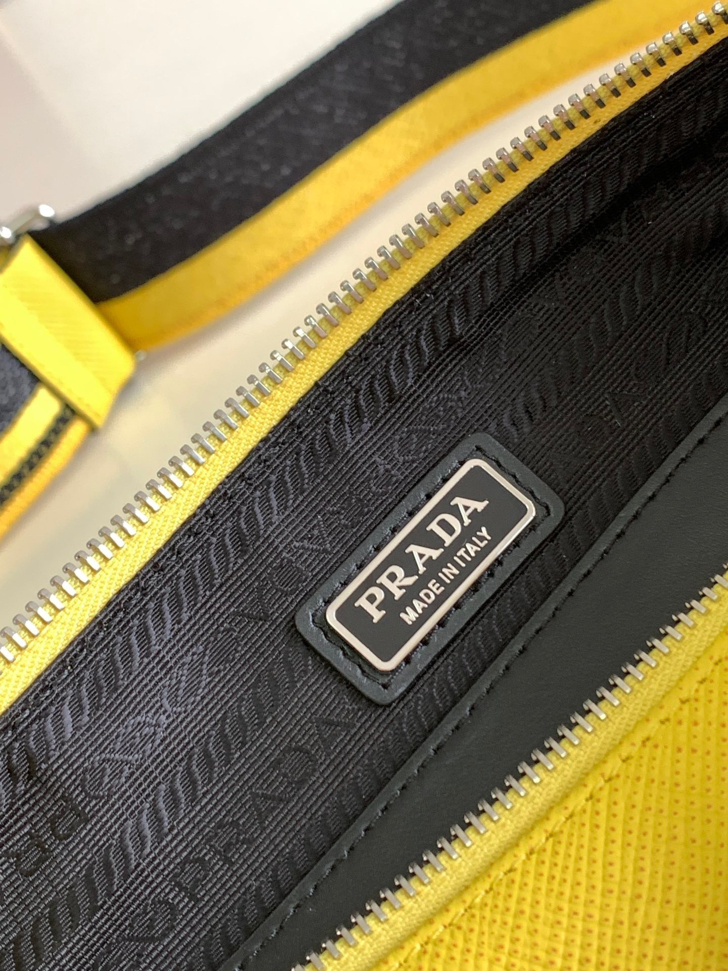 Prada Triangle Shoulder Bag In Yellow Saffiano Calfskin 020