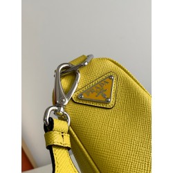 Prada Triangle Shoulder Bag In Yellow Saffiano Calfskin 020