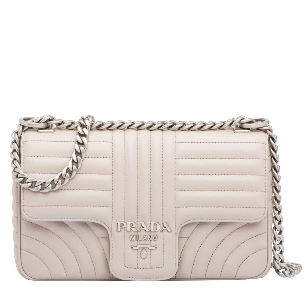 Prada Medium Diagramme Flap Bag In Ivory Calfskin 493