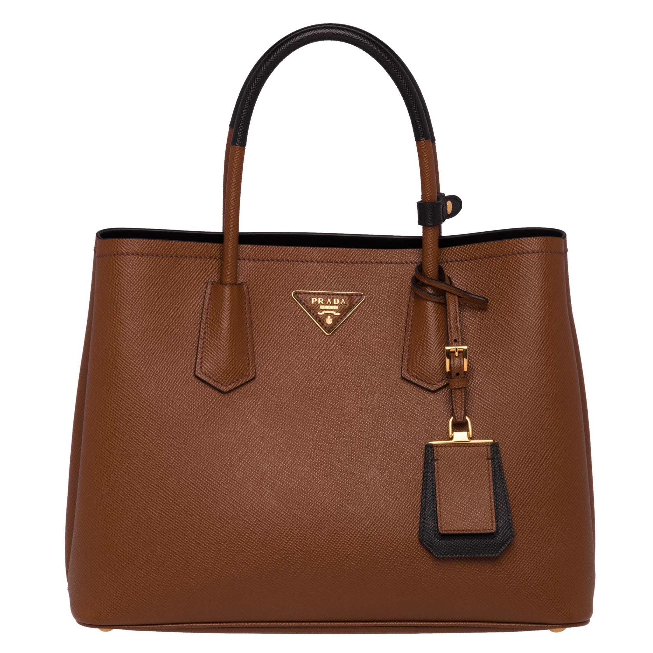 Prada Bicolor Double Medium Palisander Saffiano Bag 317