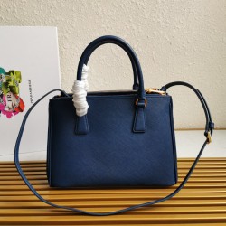 Prada Small Galleria Bag In Bluette Saffiano Leather 423