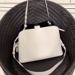 Prada Matinee Tote Bag In White Saffiano Leather 000