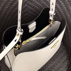 Prada Matinee Tote Bag In White Saffiano Leather 000