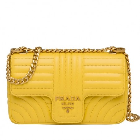 Prada Medium Diagramme Flap Bag In Yellow Calfskin 332