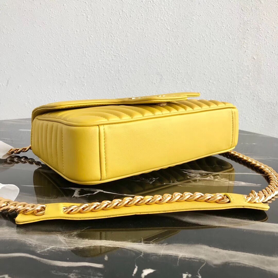 Prada Medium Diagramme Flap Bag In Yellow Calfskin 332