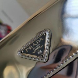Prada Silver Brushed Leather Cleo Shoulder Bag with Flap 999
