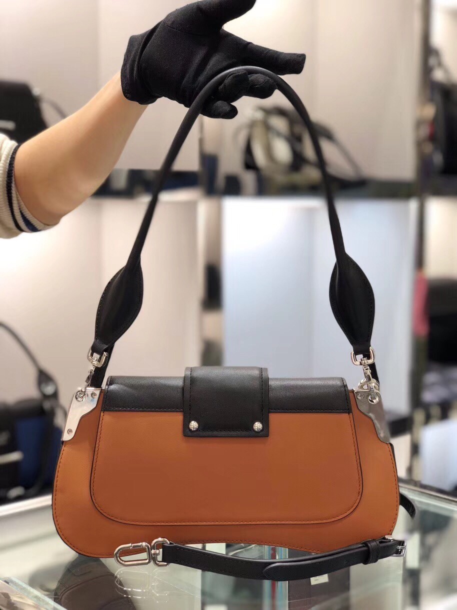 Prada Sidonie Shoulder Bag In Brown/Black Leather 983