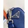 Prada Triangle Shoulder Bag In Blue Saffiano Calfskin 459