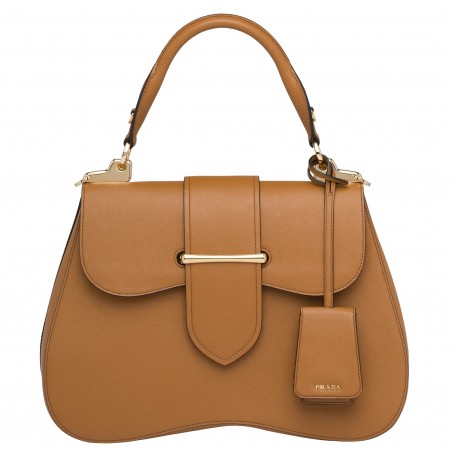 Prada Camel Large Sidonie Saffiano Leather Bag 475