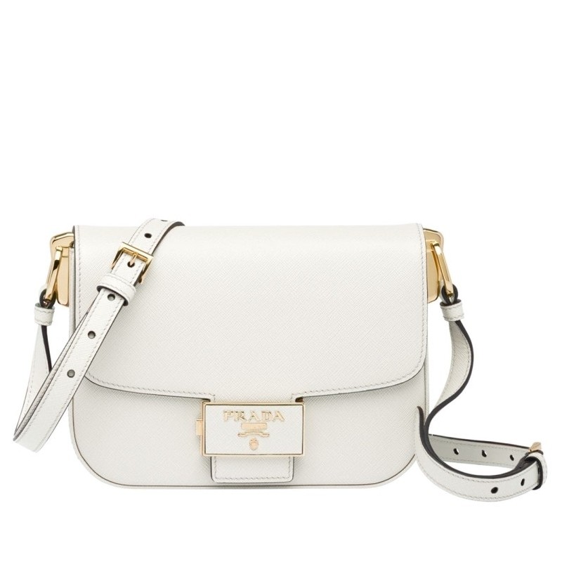 Prada Embleme Bag In White Saffiano Leather  528