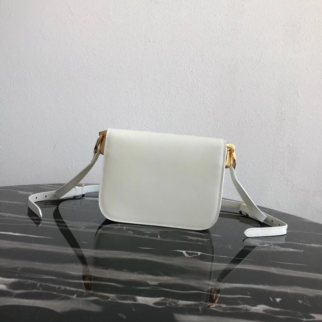 Prada Embleme Bag In White Saffiano Leather  528