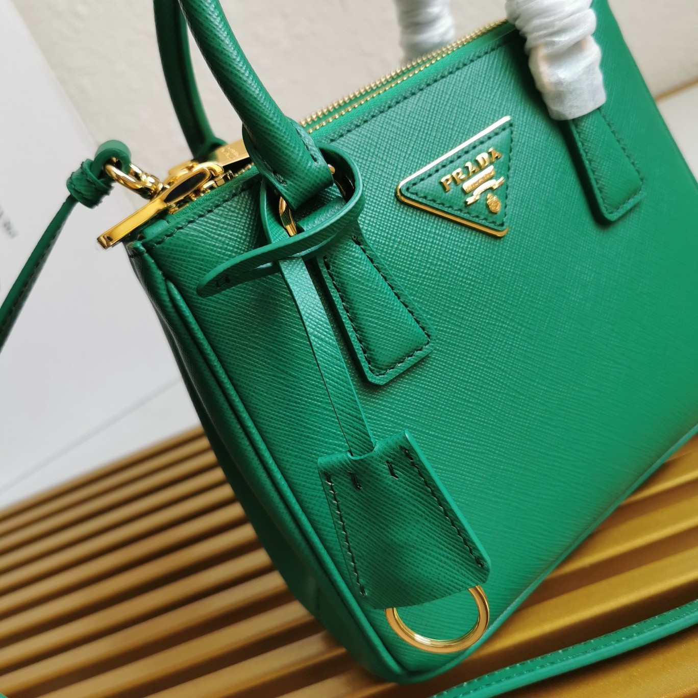 Prada Mini Galleria Bag In Green Saffiano Leather 557