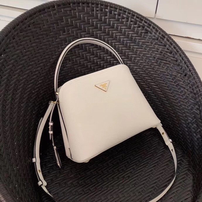 Prada Matinee Mini Bag In White Saffiano Leather 574