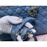 Dior Large Lady Dior Bag In Denim Blue Cannage Lambskin 642