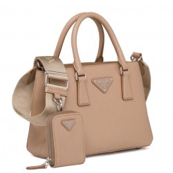 Prada Galleria Micro Bag In Beige Saffiano Leather 092