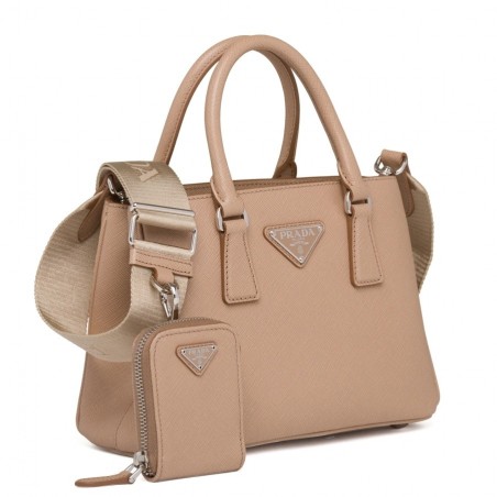 Prada Galleria Micro Bag In Beige Saffiano Leather 092