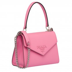 Prada Monochrome Top Handle Bag In Pink Saffiano Leather 127