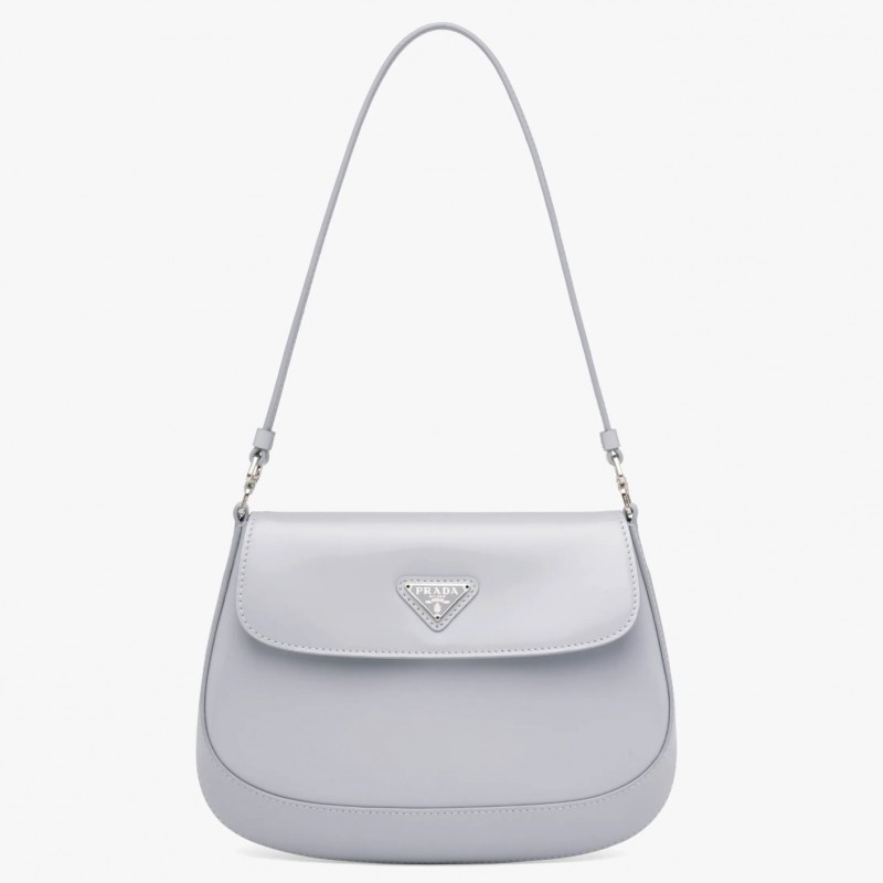 Prada Cleo Flap Bag In Cornflower Blue Brushed Leather 150