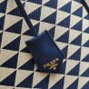 Prada Symbole Large Bag In White/Blue Jjacquard Fabric 583