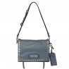 Prada Etiquette Bag In Blue Calfskin With Metal Stud Trim 607