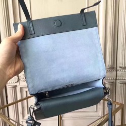 Prada Etiquette Bag In Blue Calfskin With Metal Stud Trim 607