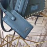 Prada Etiquette Bag In Blue Calfskin With Metal Stud Trim 607