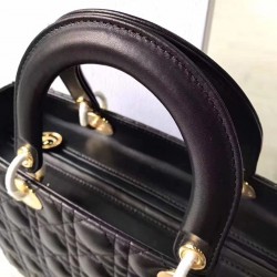 Dior Large Lady Dior Bag In Black Lambskin 676