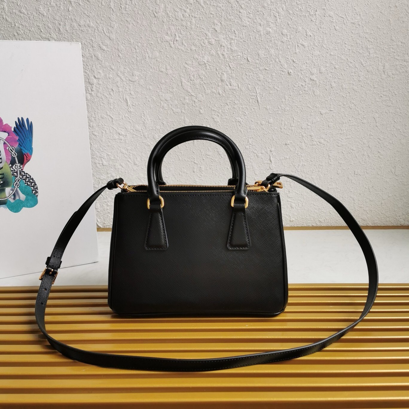 Prada Galleria Small Bag in Black Saffiano Leather 383