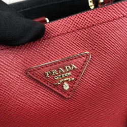 Prada Red Saffiano North South Double Medium Bag 399