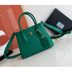 Prada Double Mini Bag In Green Saffiano Leather 436