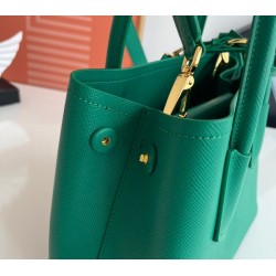 Prada Double Mini Bag In Green Saffiano Leather 436