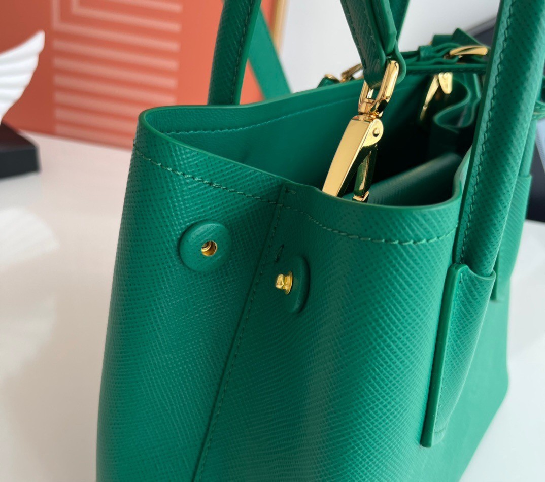 Prada Double Mini Bag In Green Saffiano Leather 436