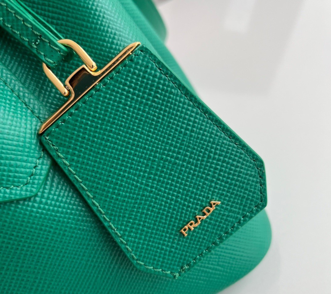 Prada Double Mini Bag In Green Saffiano Leather 436