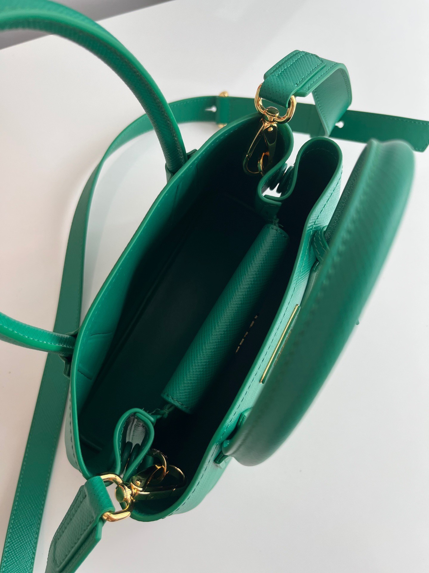 Prada Double Mini Bag In Green Saffiano Leather 436