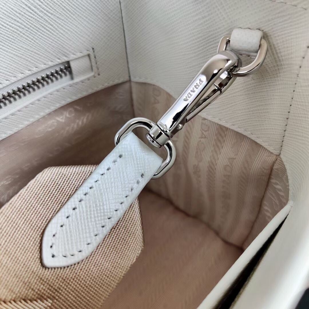 Prada Galleria Micro Bag In White Saffiano Leather 458